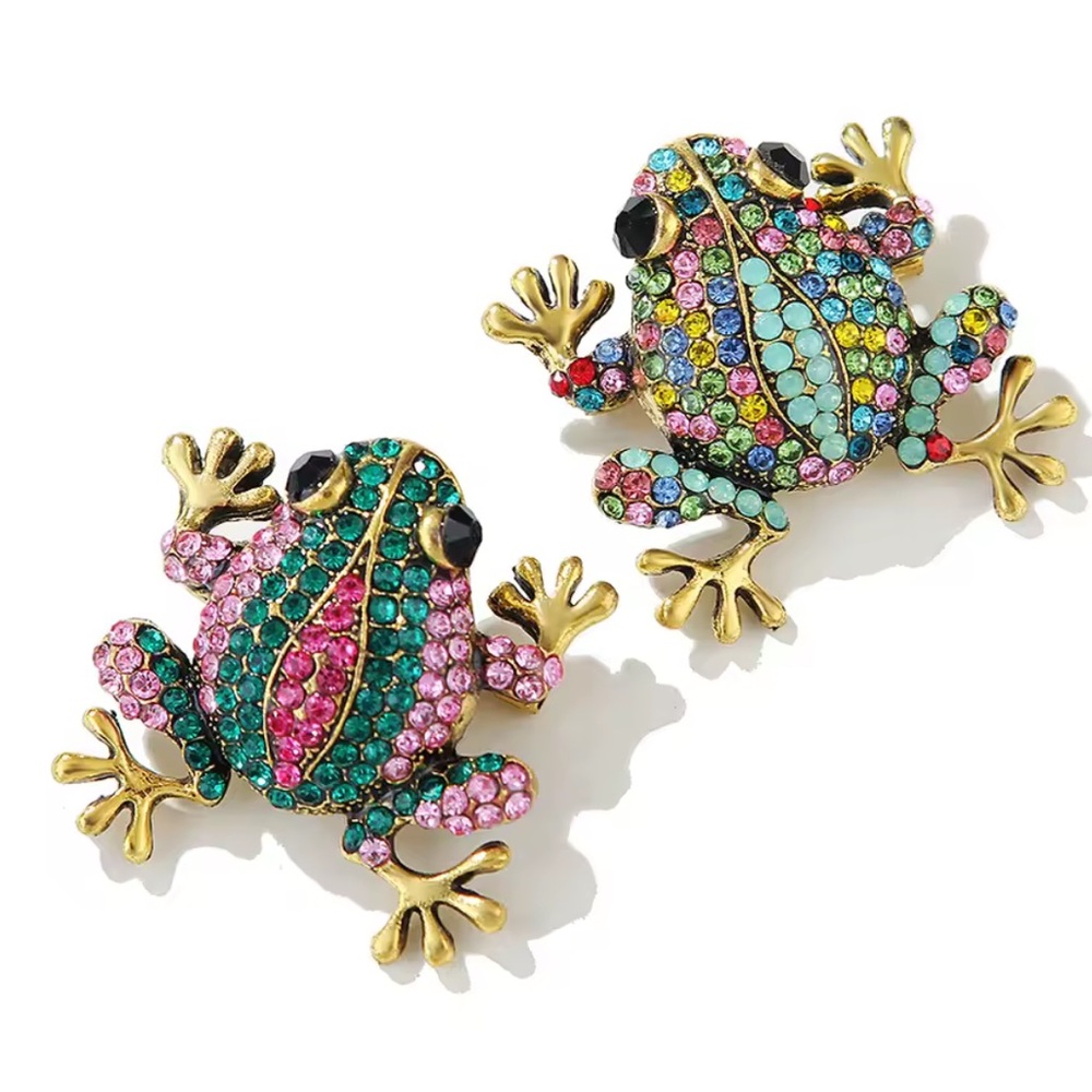 New Colorful Rhinestone Frog Brooch - Picture 2 of 3